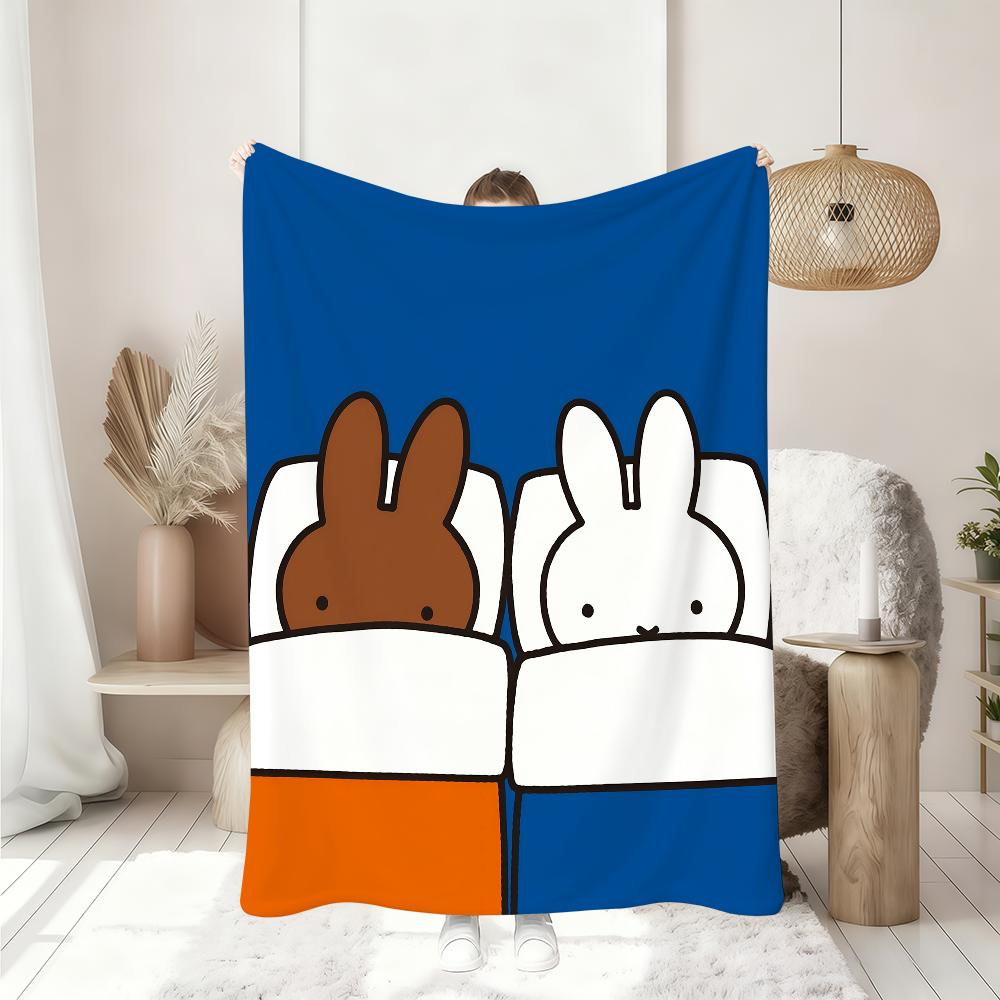 Kawaii M-Miffy Blanket Soft Throw Blanket for Home Bedroom Bed Sofa Picnic Travel Office Rest Cover Blanket Gift