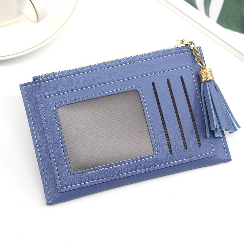 IELGY Повседневный простой однотонный кошелек для монет с кисточкой на молнии для женщин — фото 8