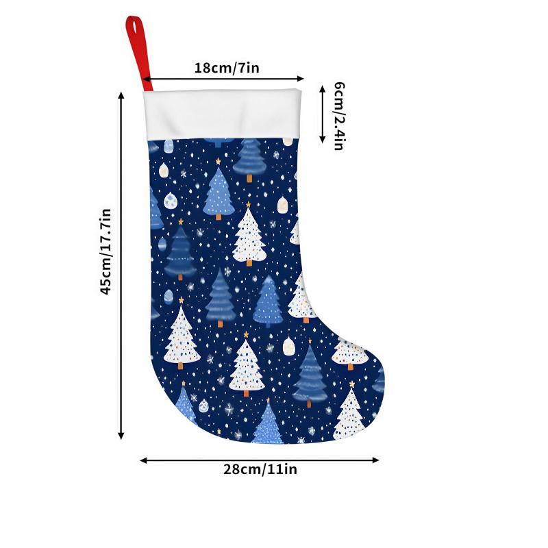 Christmas Decoration Fireplace Hanging stockingChristmas Stockings 1pc 45.72 Cm, Winter Pine Snowflake Blue Pr