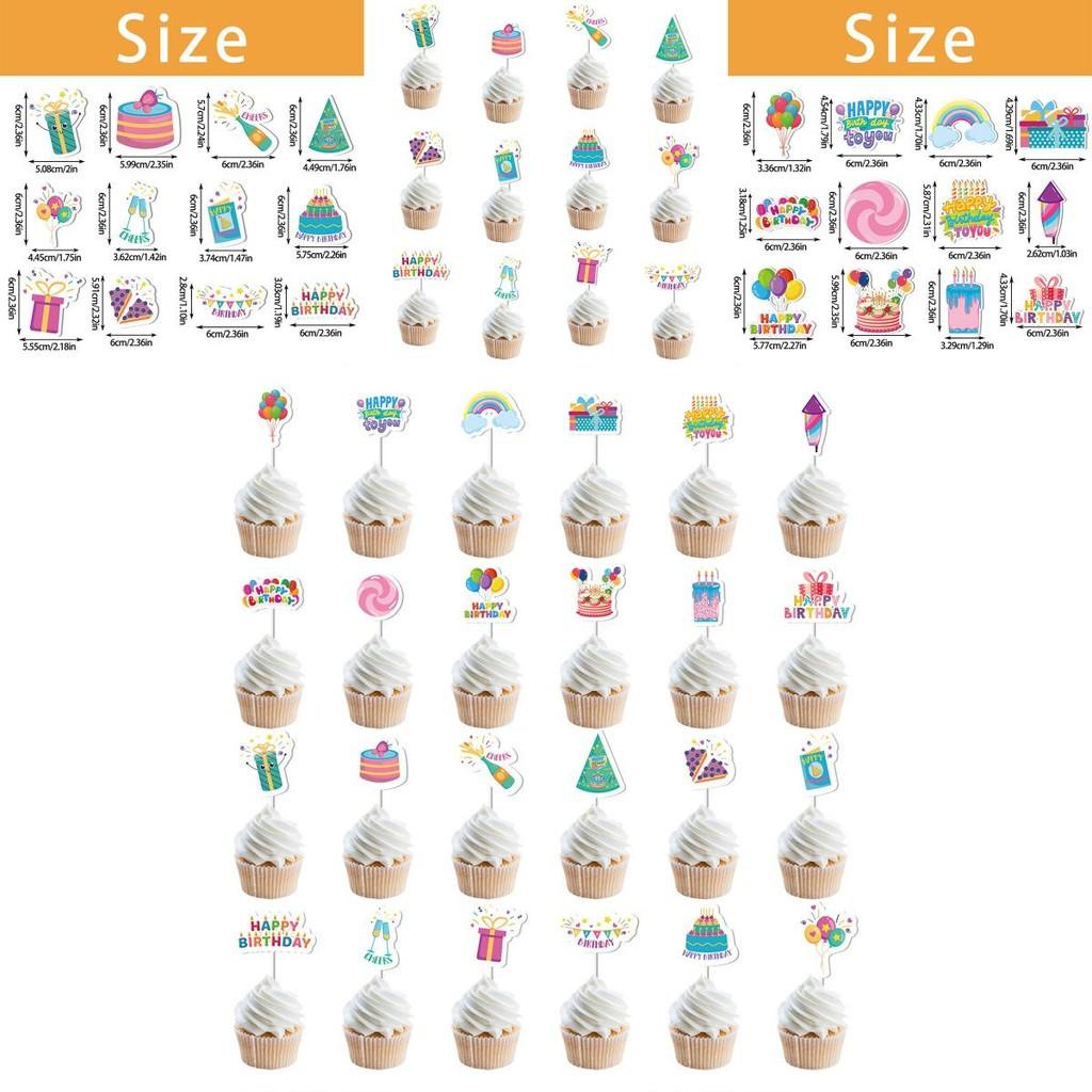 Birthday Party Cake Flag Decorations With Paper Flags For Celebrations Set Of 12