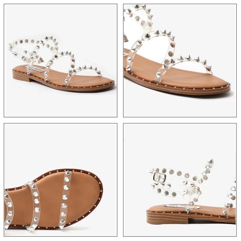 Fashion 2024 New Rivet Strong Flat Women Sandals Fashion Shoes Lightweight Non-slip Sabot Women's Summer Designer Studded Sandals
