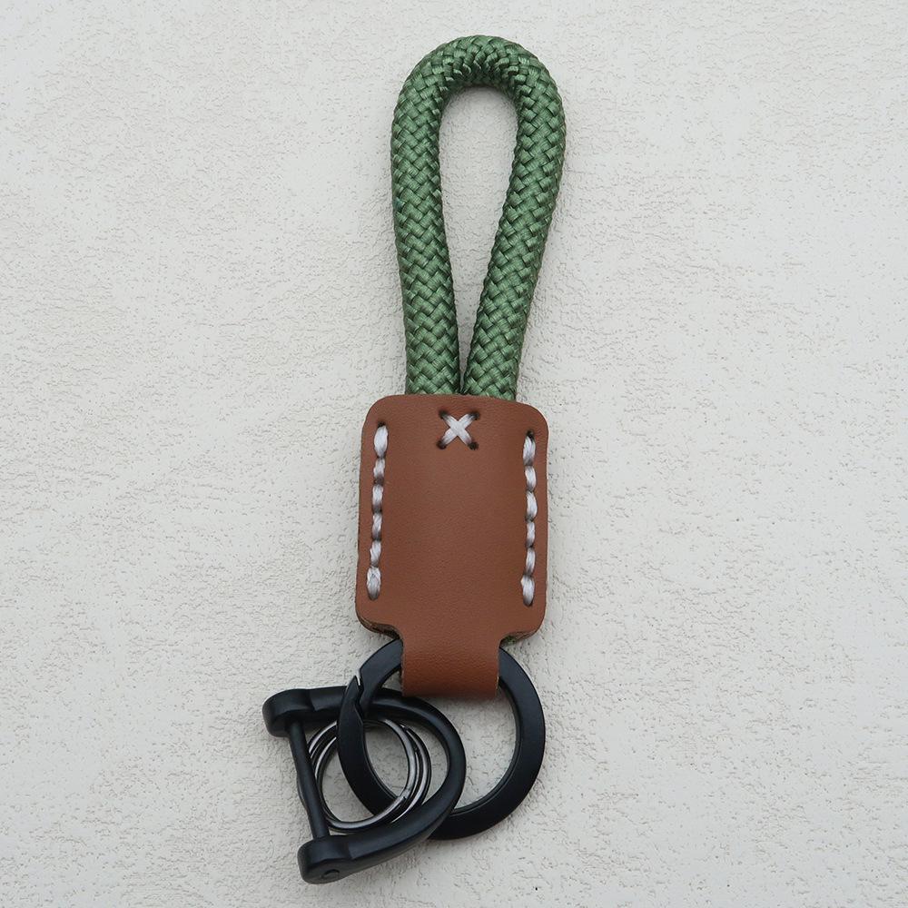 Hand-Woven Cowhide Leather Keychain Pendant with Logo Embossing - High-Quality Anti-Lost Car Lanyard