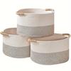 Large Woven Cotton Storage Basket for Toys, Snacks, Underwear, Socks, and Clothes