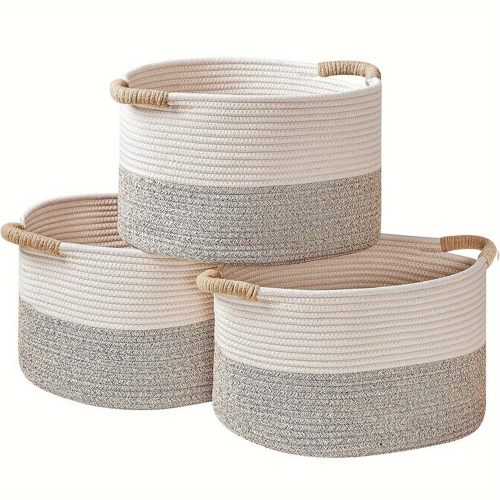 Large Woven Cotton Storage Basket for Toys, Snacks, Underwear, Socks, and Clothes