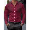 Men's Fashion Casual Shirt, Spring/Autumn Breathable Turn- Collar Button-Up Long Sleeve Shirt