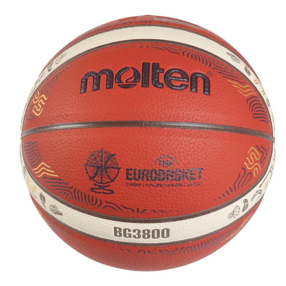 Molten Eurobasket 2025 Model Basketball, Synthetic Leather, Size 5, B5G3800-E5Z