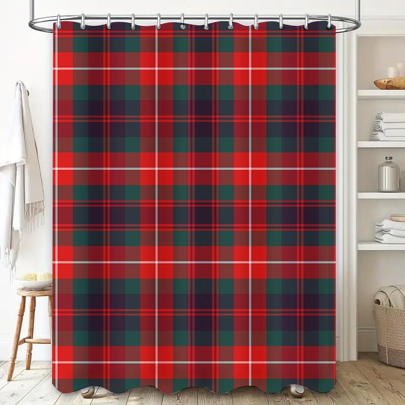 Plaid Bath Curtains Shower Curtain Modern Red Green Decorative Waterproof Fabric Bathtub Liner For Home Decoration