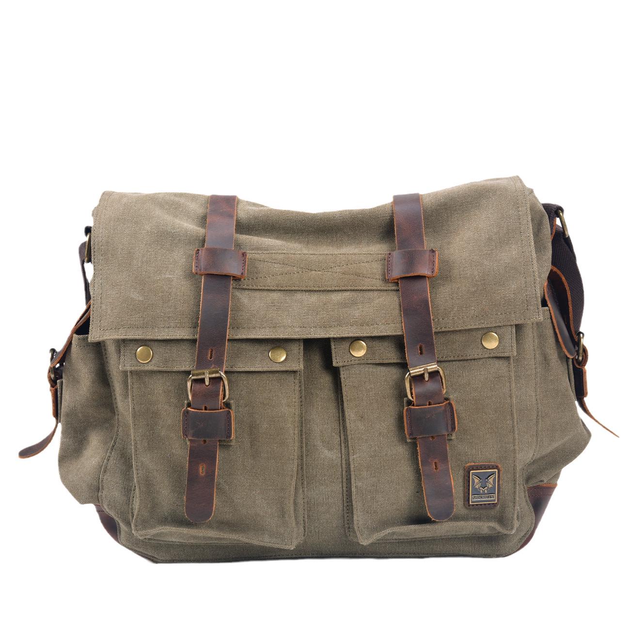 

17-inch Retro Canvas Leather Messenger Bag - Men s Casual Shoulder Schoolbag