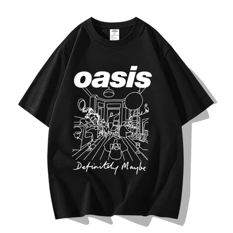 Britská pouličná Oasis Kapela Oasis Voľný Módny Všestranný Trendy Značkový Krátkorukávový Odev Polovičný Rukáv Bavlna Pár Tričko
