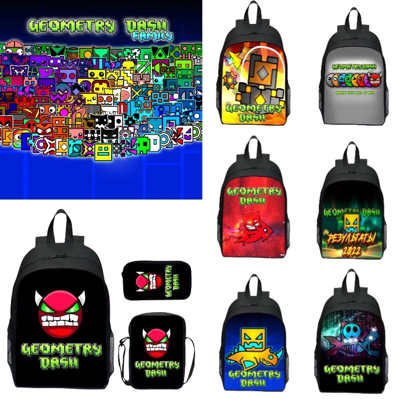 16-inch Children's Backpack Set Geometric Dash Durable Shockproof And Lightweight