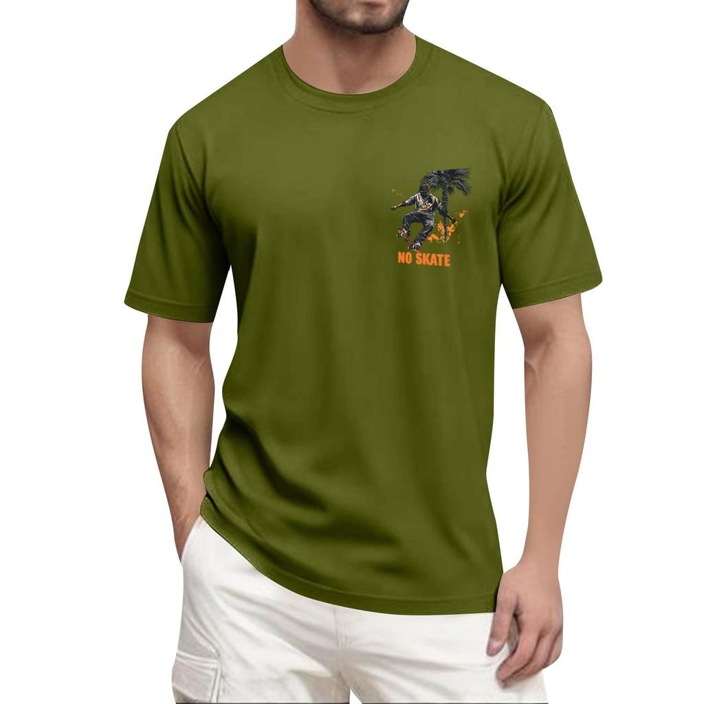 Men's Round Neck Casual Street Printed Short-sleeved T-shirt Top