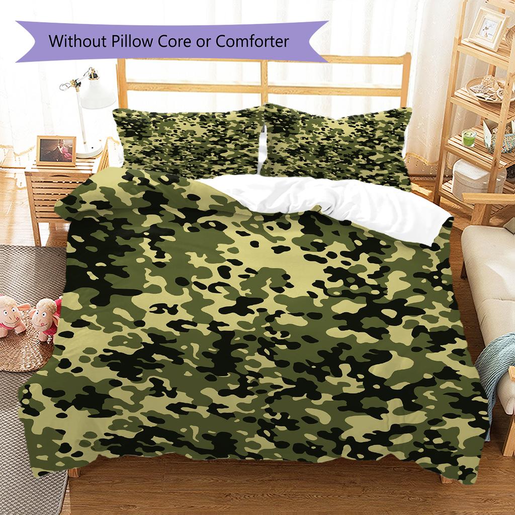 Camouflage Pattern Bedding Quilt Set Quilt Cover Pillowcase Home Decoration Gift (1 * duvet cover + 2 * pillowcase, without core)
