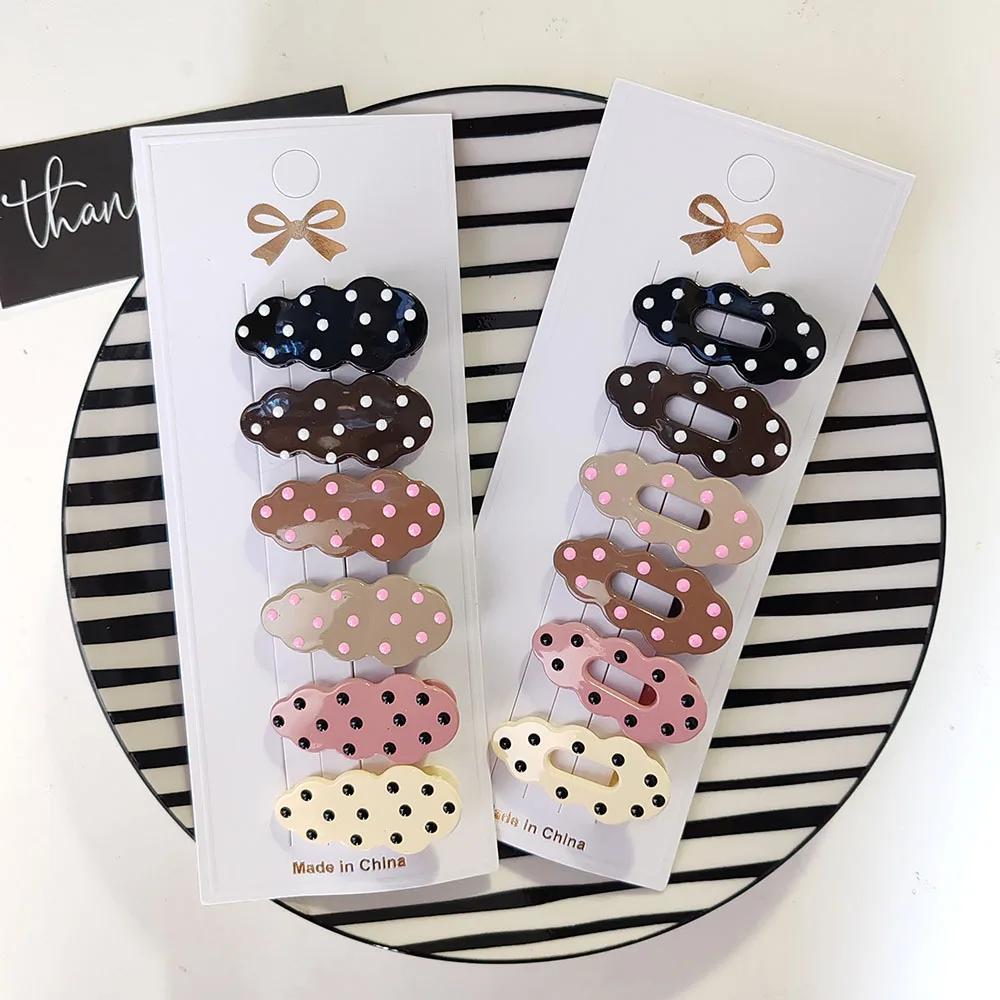 6pc Cute European and American Colorful Dot Hairpin Hair Side Clips for Women Girls Children Gift Korean Hair Accessories
