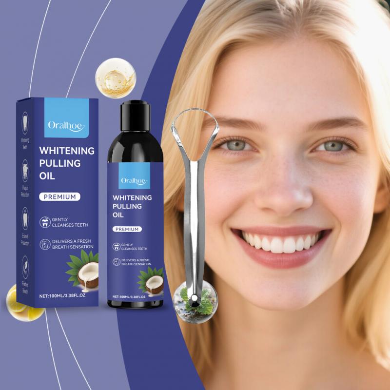 Coconut Oil and Mint Pulling Mouthwash - Tongue Scraper Included