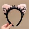 Lace Bowknot Cats Ear Hairhoop for Cats Women Roleplay Anime Maid Headband Party Costume Accessories Christmas Hairband
