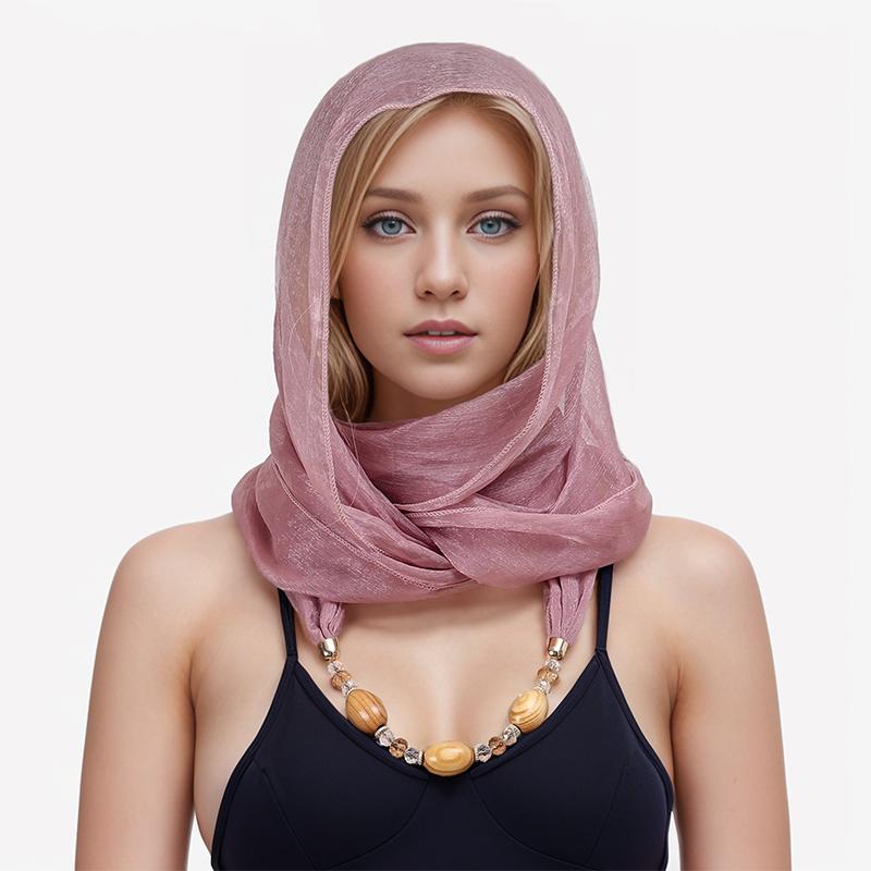 RUNMEIFA Solid color Jewelry Statement Necklace Pendant Scarf Women Bohemia Neckerchief Foulard Femme Accessories Hijab Stores