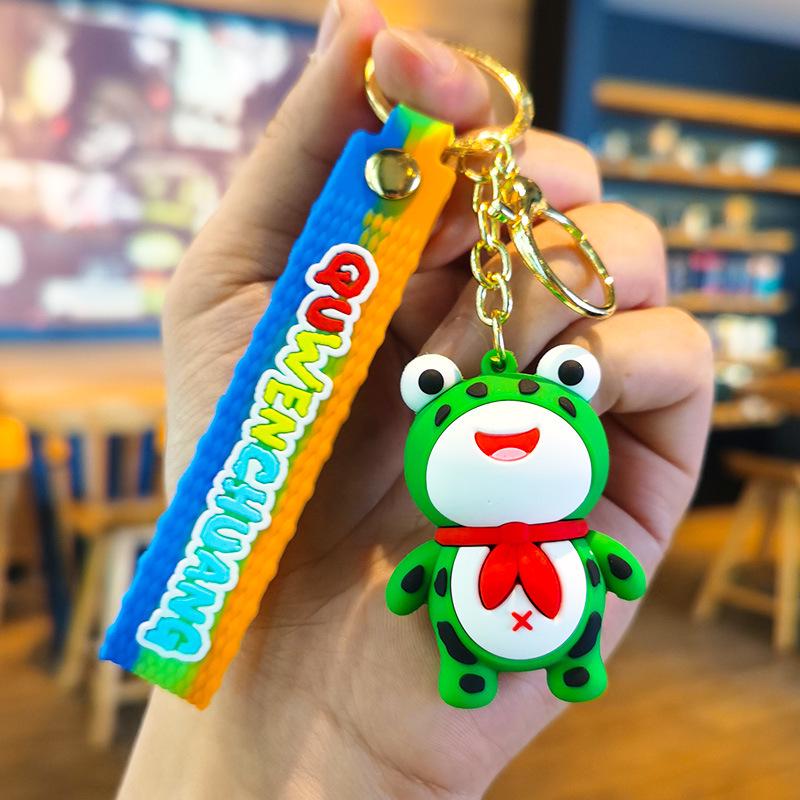 Internet Celebrity Red Scarf Frog Silicone Keychain - Cute Cartoon Couple Pendant Individual OPP Bag