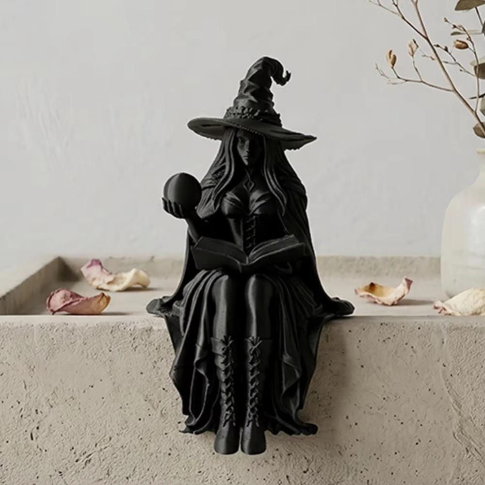 Con Palla Libro Strega di Halloween Sitter da Scaffale Strega che Legge Libro Scultura Decorazione Tavolo Casa