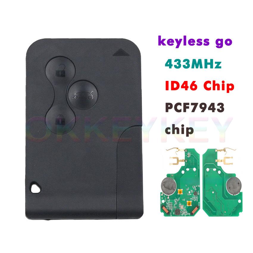 Ecusells Keyless Go/ Non-keyless 3B Remote Key for Renault Megane Scenic Smart Card 433Mhz ID46 PCF7947/ PCF7926AT /PCF7943 Chip