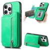 For iPhone 16 Pro Case Magnetic Detachable Zipper Card Holder Leather+TPU Phone Cover