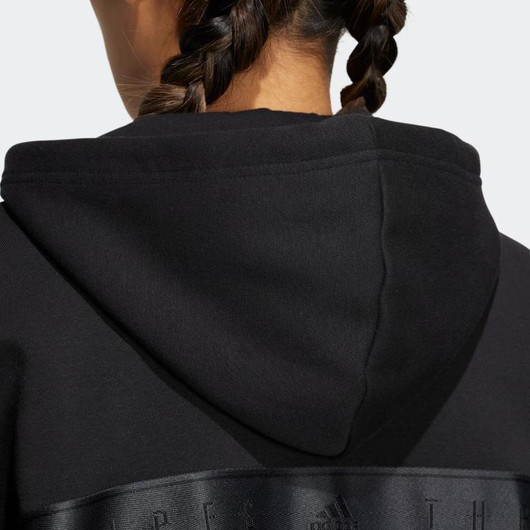 Adidas Solid Color Logo Embroidered Sports Long Sleeve Jacket Women Jackets Black HM2814