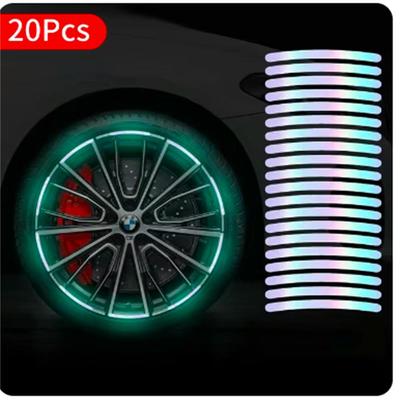 20pcs Car Tire Rim Car Stickers Bike Tire Reflective Sticker On Wheel Hub  Stripes Reflective Rim Wheel Tape Wheel Rim Decal Tires Paper