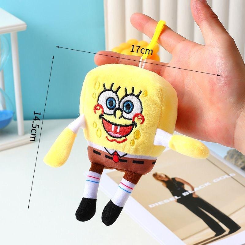 Cute Cartoon Sponge And Star Plush Doll Pendant Keychain Bag Charm Girls Birthday Christmas Gift