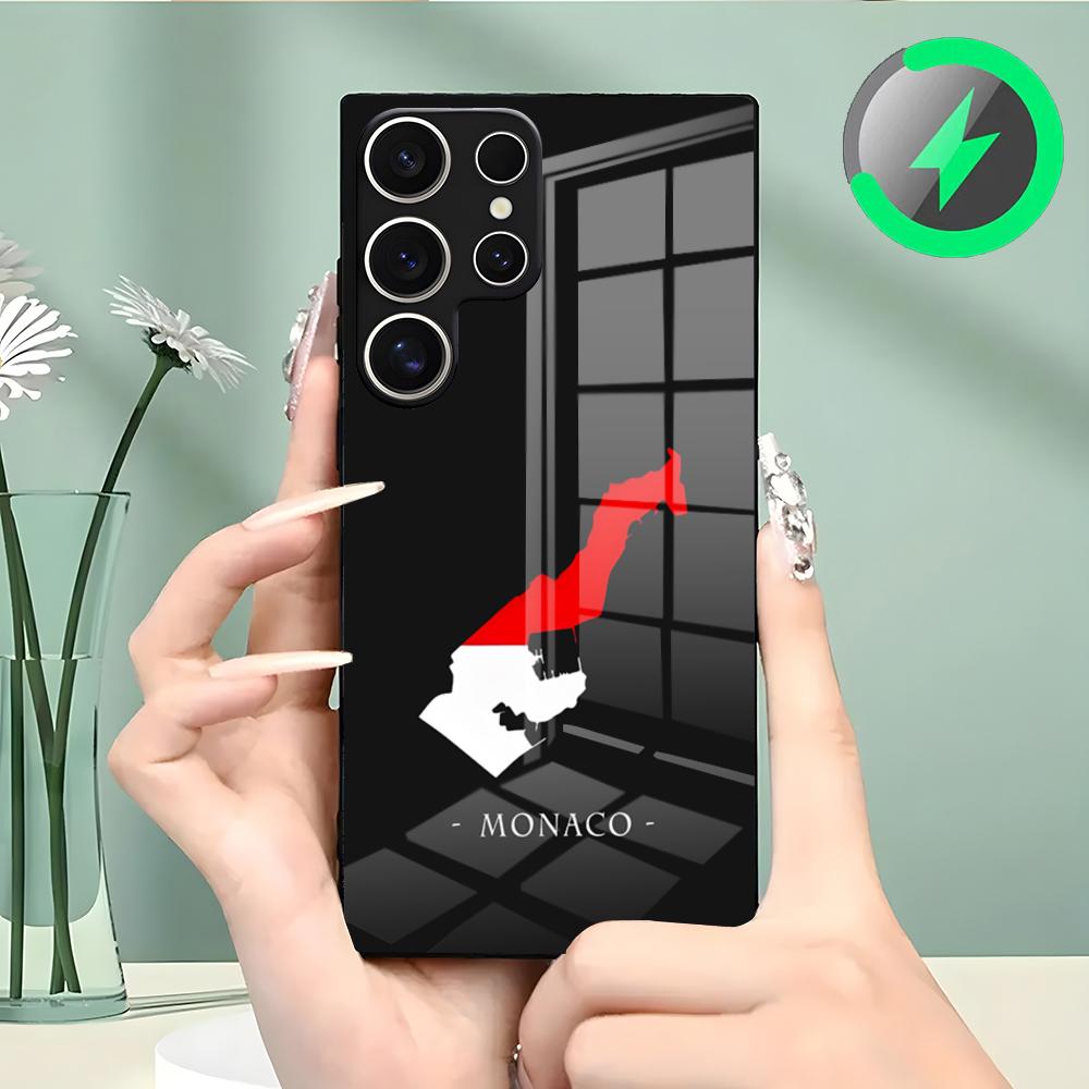Monaco Logo Phone Case For Samsung S26 S25 S24 S23 S22 S21 S20 Edge Ultra Plus FE For Magsafe Glass Case