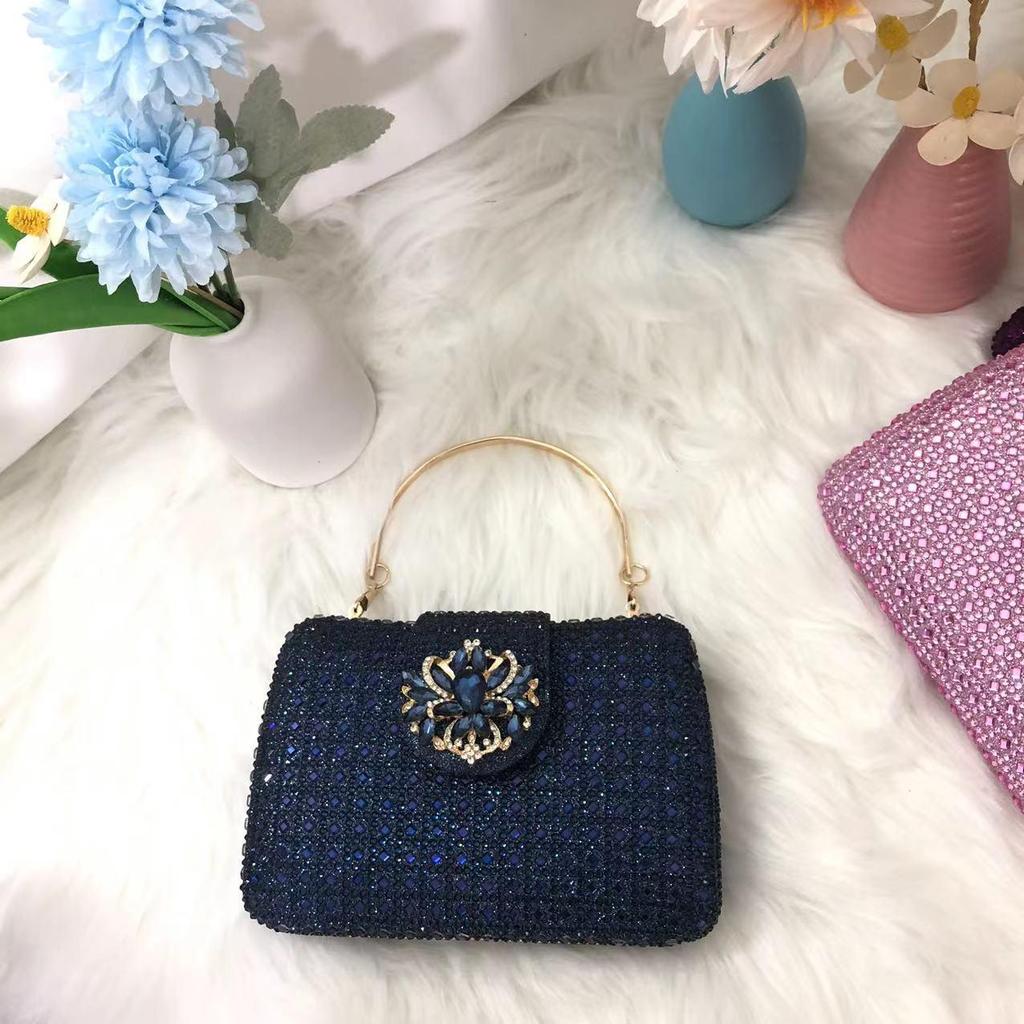 Square Rainbow Handset Diamond Clutch Bag