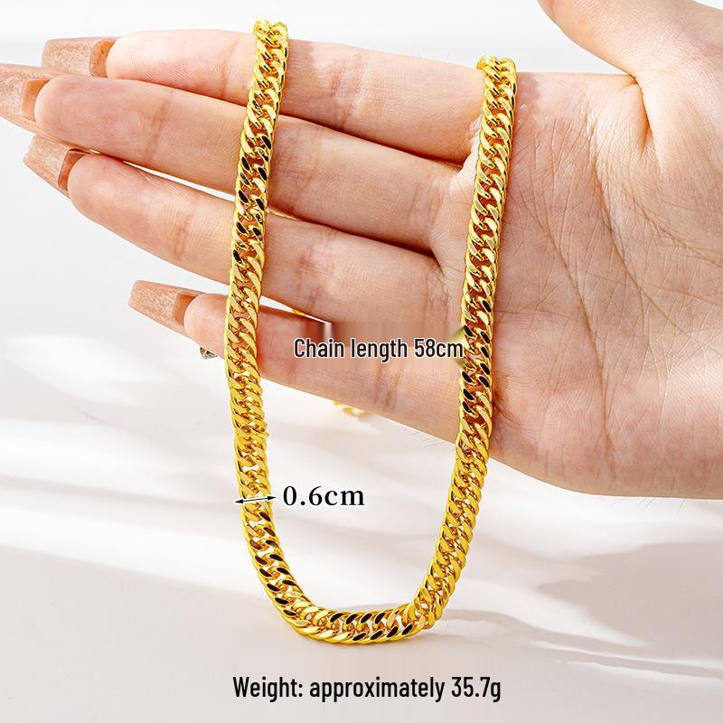 Новый дизайн сцепляющаяся цепь с боссами: Вьетнамское ожерелье из песочного золота с долговечным сохранением цвета