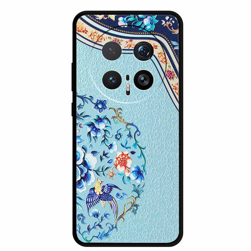 6.71" For Honor Magic8 Pro 5G Case 3D Emboss Relief Flower Black Silicone Soft Back Cover Case For Honor Magic 8 Pro Case Shells