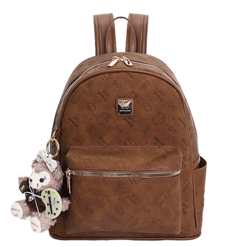 Retro Brown Large Capacity Handheld Backpack for Women's New High End, Niche and Non Collision Style Backpack