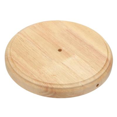 PATIKIL 10.5" X 1.3" Wooden Lamp Base, Round Solid Wood Base, Wooden Desk Lamp Display Stand, Bedroom Bedside Table Lamp Replacement DIY