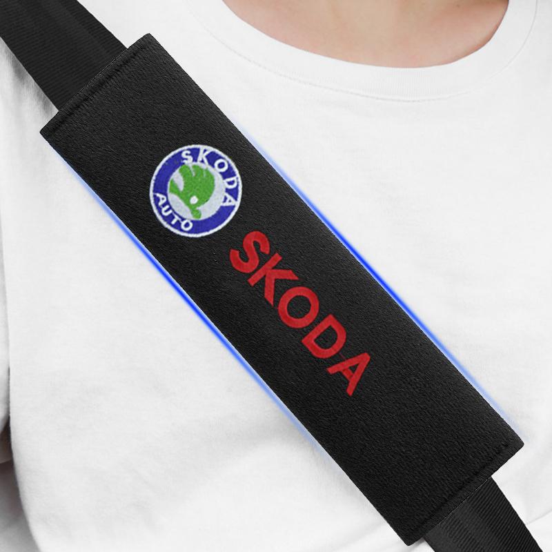New Car Safety Belt Shoulder Cover Seat Belt Pads Accessories for Skoda Octavia Rapid Kodiaq Karoq Fabia Kamiq Superb Derivative Vision A5 A7