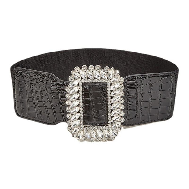 Эластичный Пояс Корсет Широкий Пояс для Платья Формирующий Пояс Декоративный Пояс для Платьев Женский Пояс на Талию Широкий Роскошный Пояс 1 чёрный