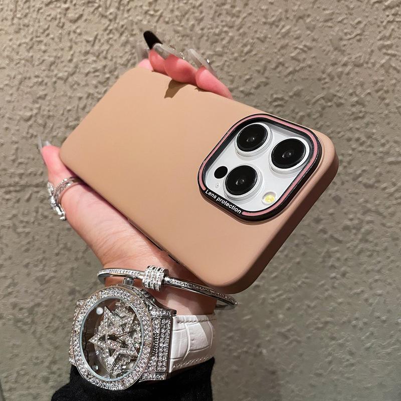 For iPhone 15 Pro Max Case Matte PC Cell Phone Shell with Metal Lens Frame