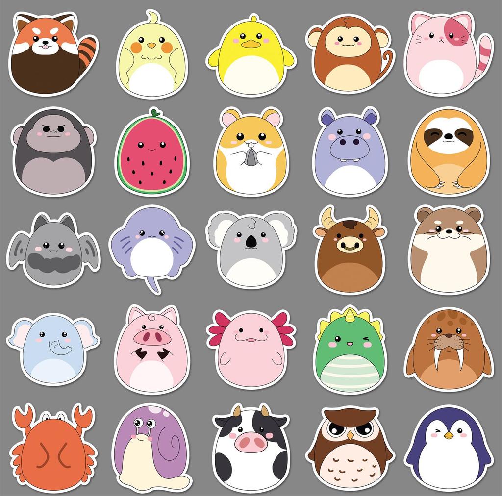 50 Cute Cartoon Animal Stickers for Journals, Laptops, and More