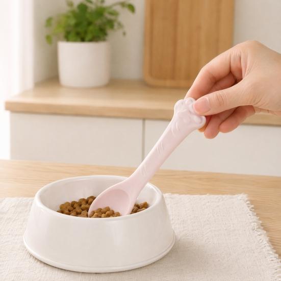 Baizihuahu Silicone Cat Feeding Spoon, Treat Scoop for Wet Food, Non-Slip Paw Handle Pet Food Mixing Supplies