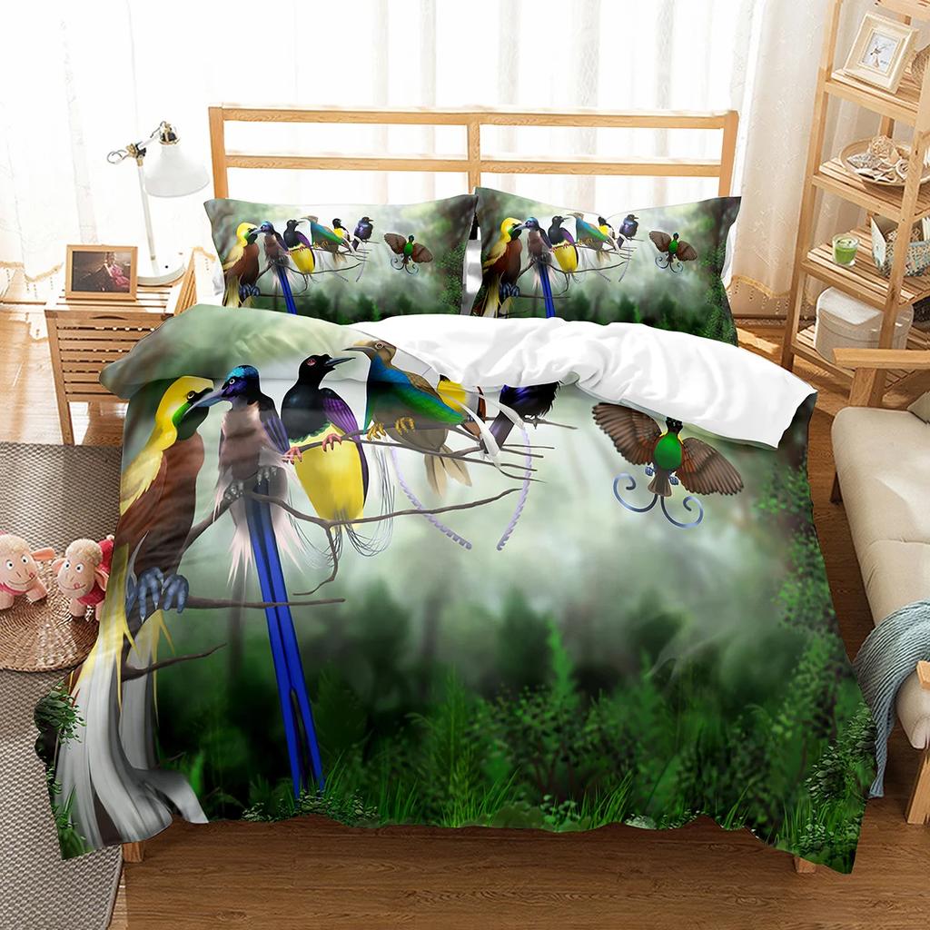 Comforter Cute Birds Wild Animals Pattern Polyester Comforter With For Men Women Bedding Set King Size