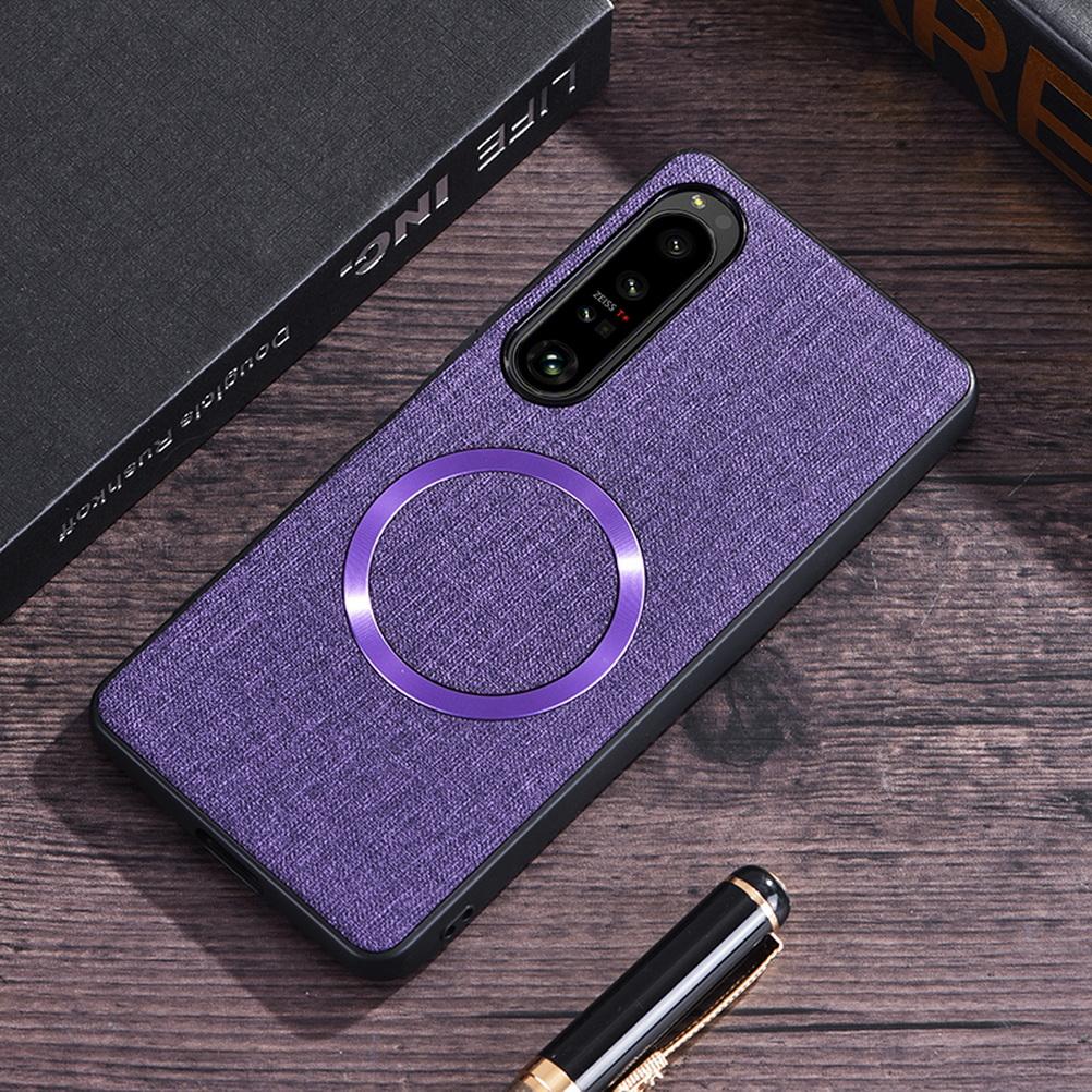Capa Magnética de Couro Liso Magsafe Para Sony Xperia 1 VII Xperia 10 vi 1 vi 10 V 5 V 1 V 1 IV 5 IV Capa de Tecido para Carregamento Sem Fio