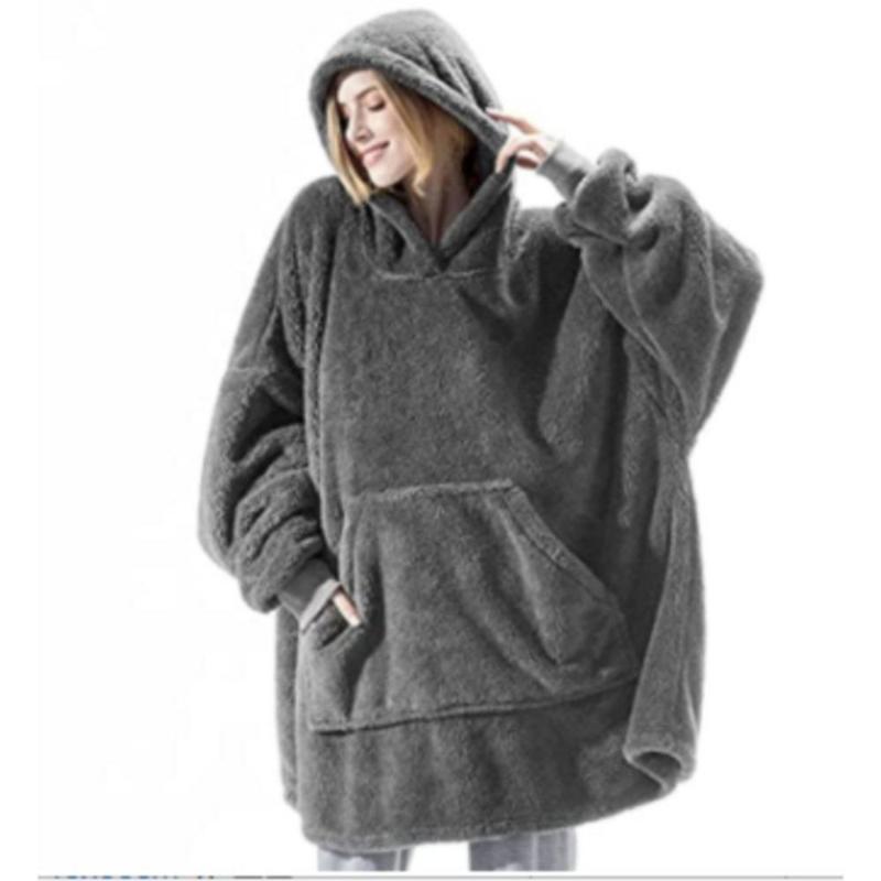 Autumn and Winter Loose Double-sided Fleece Hoodie Thickened Can Be Worn Blanket Couple New Home Service