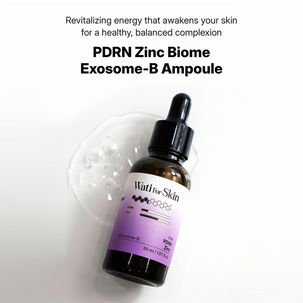 Wati for skin PDRN Zinc Biome Exosome-B Ampoule 30ml (3pcs Set) - Skin Barrier Soothing & Elasticity Care Serum