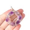 1Pc Healing Amethyst Necklace Purple Crystal Donut Raw Stone Wire Wrap Necklaces for Women Men Jewelry 38x38 Mm