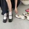 Marke Damen Absatzschuhe Mode Eckige Zehenpartie Damen Mary Jane Schuhe Weiche Sohle Ballerinas Luxus Flache Schnalle Damen Sandalen 2025