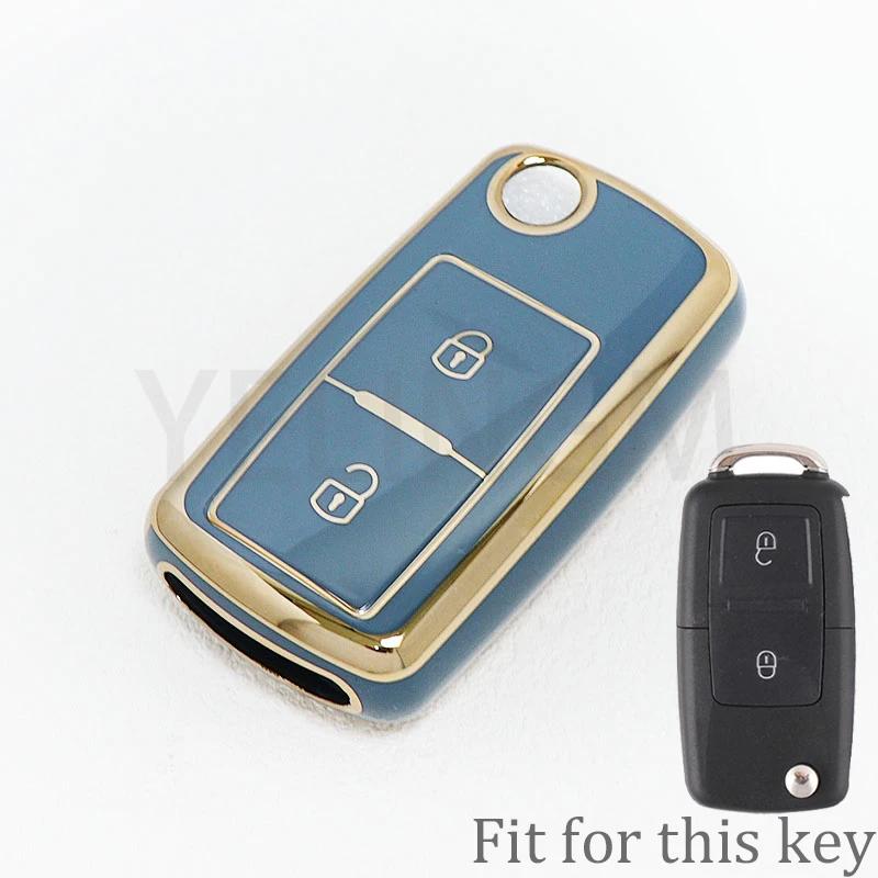 Auto For Vw Amarok Polo Golf Mk4 Bora Jetta Altea For Seat For Skoda Octavia Fabia 2 Button Tpu Car Key Case Cover Protection