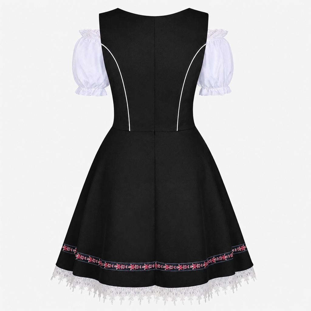 Damen Kurzarm-Kostümkleid mit Bindevorderteil für Party und Freizeit