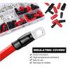 Kit 120 cosses à sertir annulaires SC (4,6,8,10 AWG) + 60 manchons isolants rouge/noir pour batterie