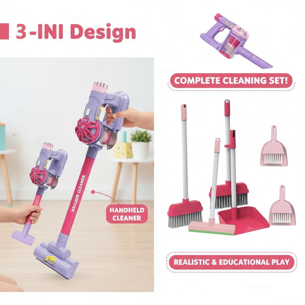 Kids Vacuum Cleaner Toy Electric Realistic Pretend Play Housekeeping Cleaning Set Educational Gift for Toddlers Boys Girls
