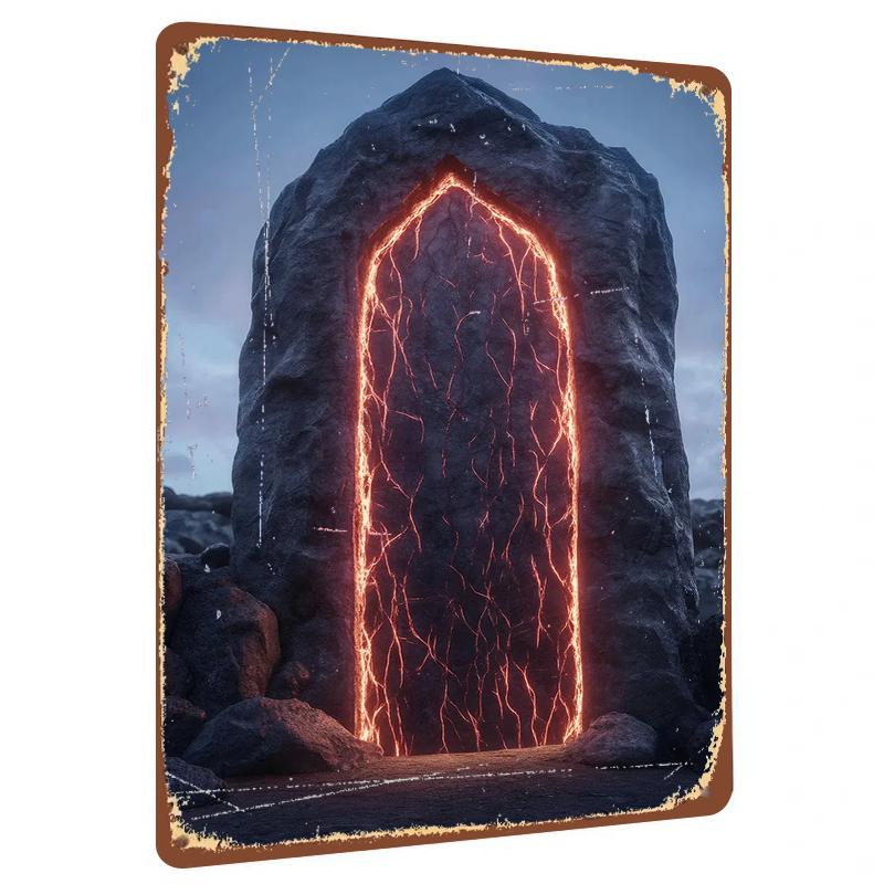 

Mystic Fire Gate Retro Metal Wall Art Creative Home Decorative Iron Painting Craft Gift 20x30cm（7.8x11.8inch）