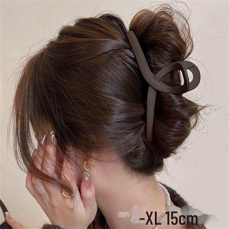 15cm Svart Oversized Hårklemme: High-End Matt Hårklype for Voluminøse Frisyrer